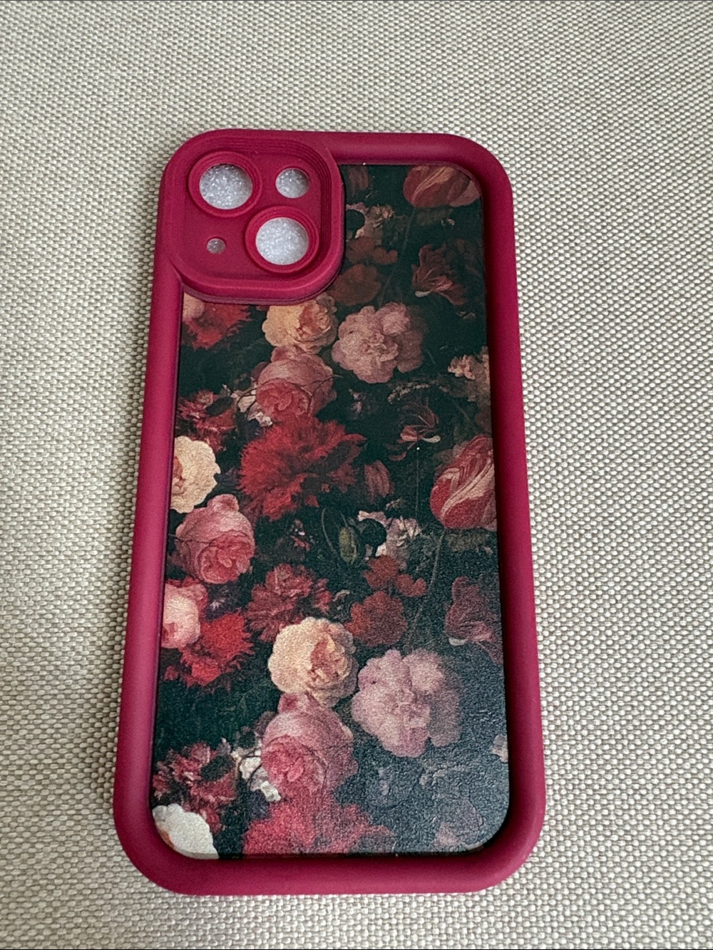 New! Floral Burgundy Dark Red Decorative Phone Case I Phone 13